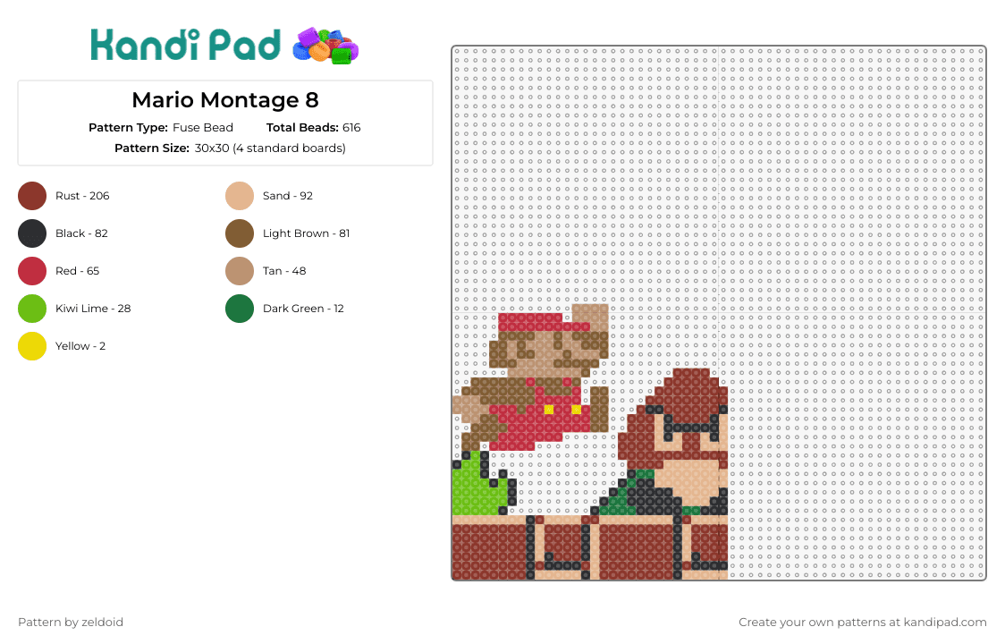 Mario Montage 8 - Fuse Bead Pattern by zeldoid on Kandi Pad - super mario,goomba,nintendo,montage,playful,iconic,video game