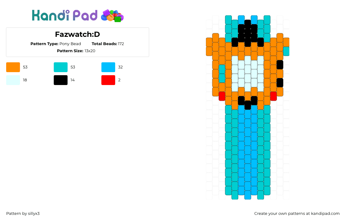 Fazwatch:D - Pony Bead Pattern by fart on Kandi Pad - orange,light blue