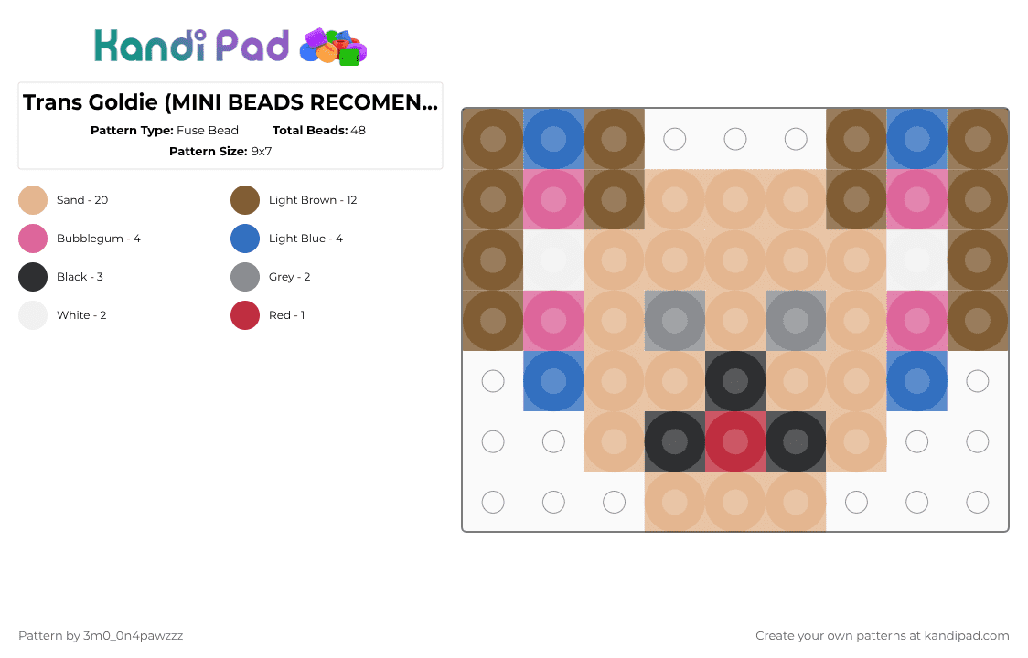 Trans Goldie (MINI BEADS RECOMENDED) - Fuse Bead Pattern by 3m0_0n4pawzzz on Kandi Pad - beige,tan