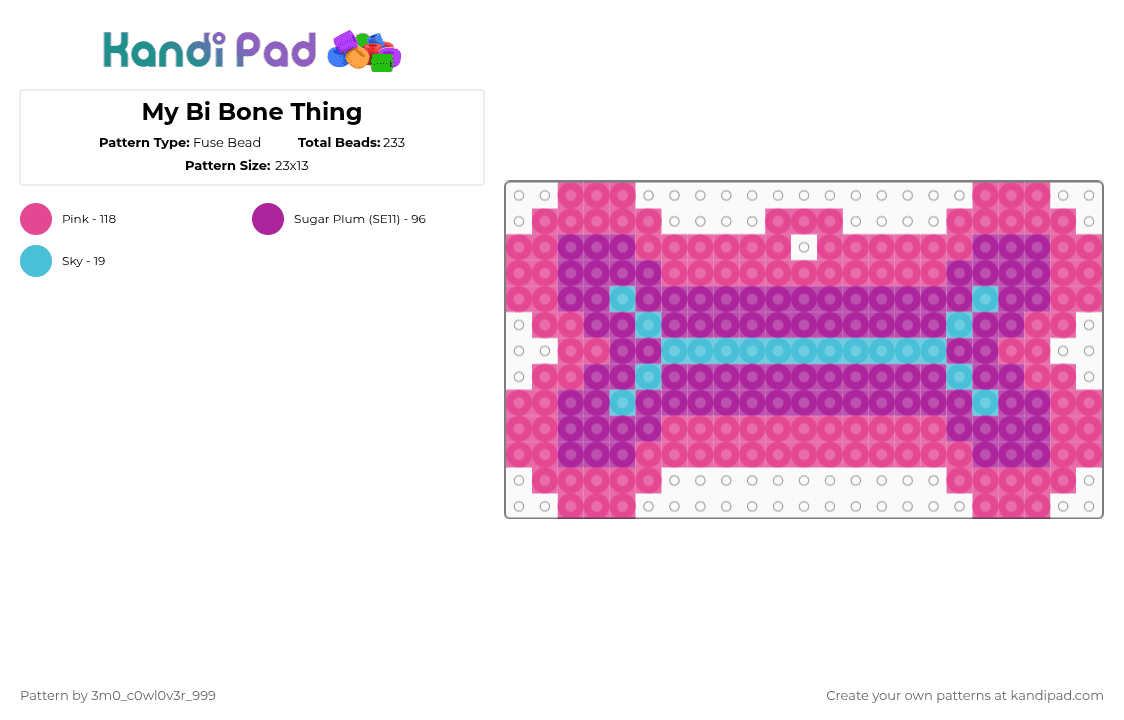 My Bi Bone Thing - Fuse Bead Pattern by 3m0_0n4pawzzz on Kandi Pad - pink