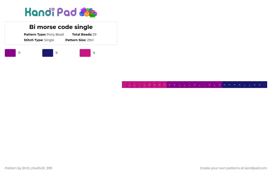 Bi morse code single - Pony Bead Pattern by 3m0_0n4pawzzz on Kandi Pad - purple,pink