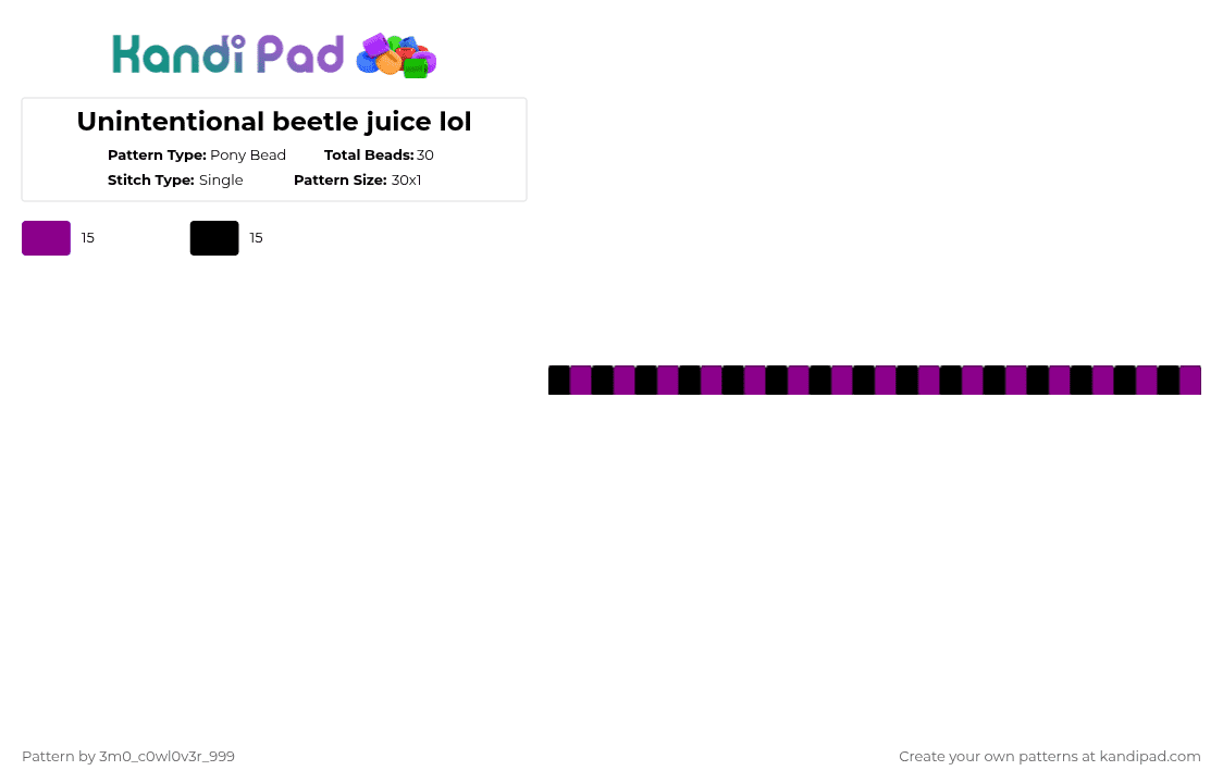 Unintentional beetle juice lol - Pony Bead Pattern by 3m0_0n4pawzzz on Kandi Pad - pink,black