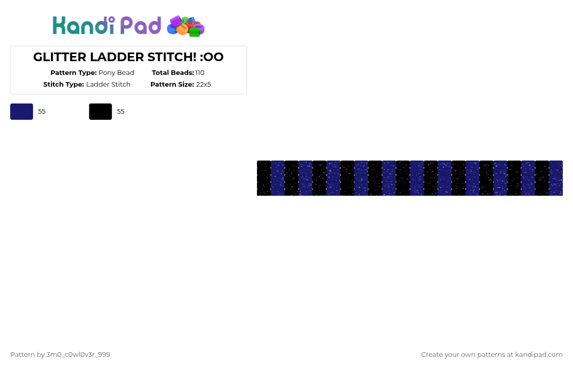 GLITTER LADDER STITCH! :OO - Pony Bead Pattern by 3m0_0n4pawzzz on Kandi Pad - purple,black