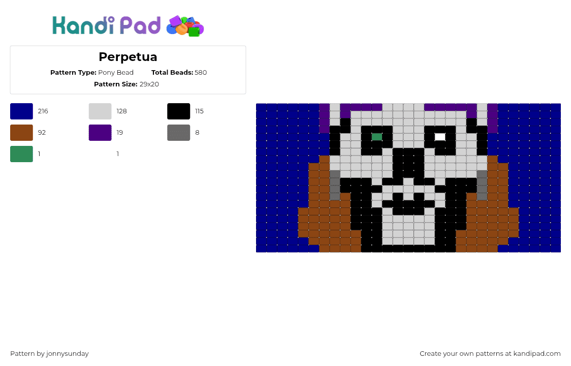 Perpetua - Pony Bead Pattern by jonnysunday on Kandi Pad - red,purple