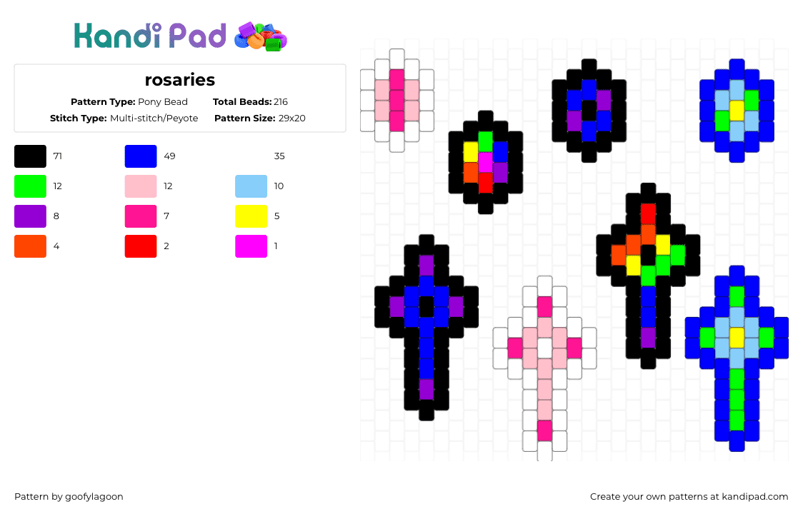 rosaries - Pony Bead Pattern by goofylagoon on Kandi Pad - pink,purple