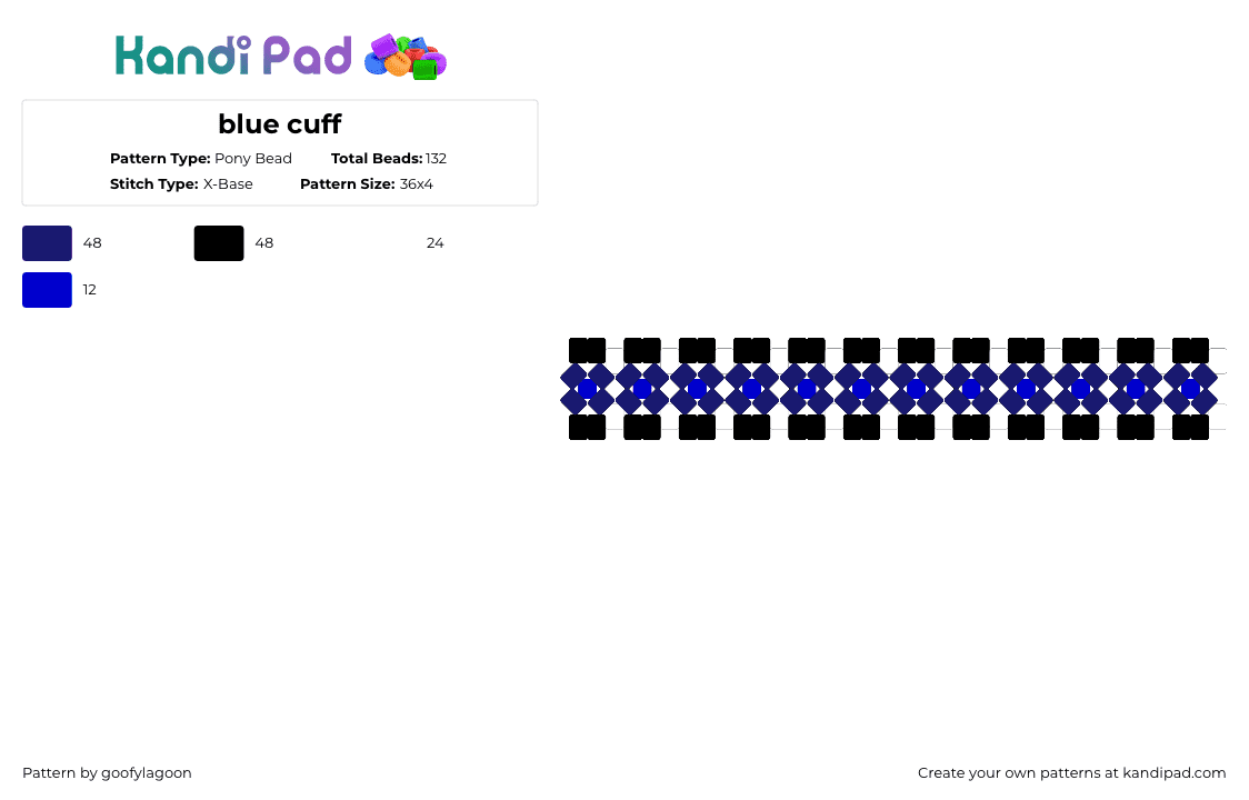 blue cuff - Pony Bead Pattern by goofylagoon on Kandi Pad - purple,white,blue