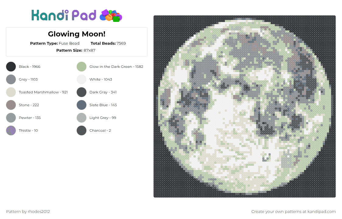 Glowing Moon! - Fuse Bead Pattern by rhodes2012 on Kandi Pad - gray,beige