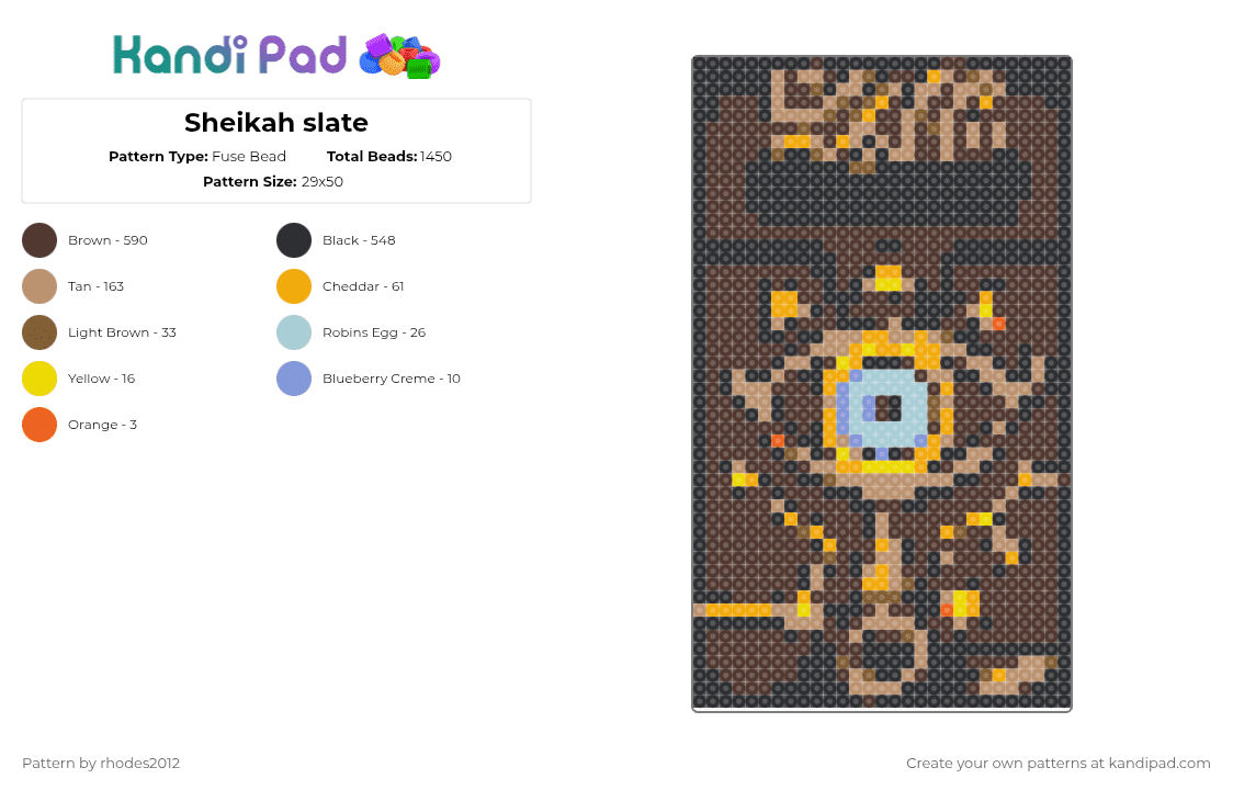 Sheikah slate - Fuse Bead Pattern by rhodes2012 on Kandi Pad - brown,beige