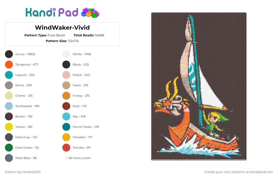 WindWaker-Vivid - Fuse Bead Pattern by rhodes2012 on Kandi Pad - brown