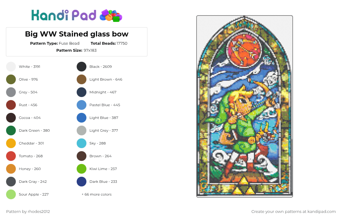Big WW Stained glass bow - Fuse Bead Pattern by rhodes2012 on Kandi Pad - 