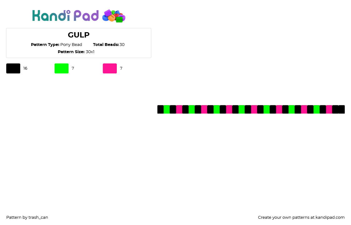 GULP - Pony Bead Pattern by trash_can on Kandi Pad - green,pink