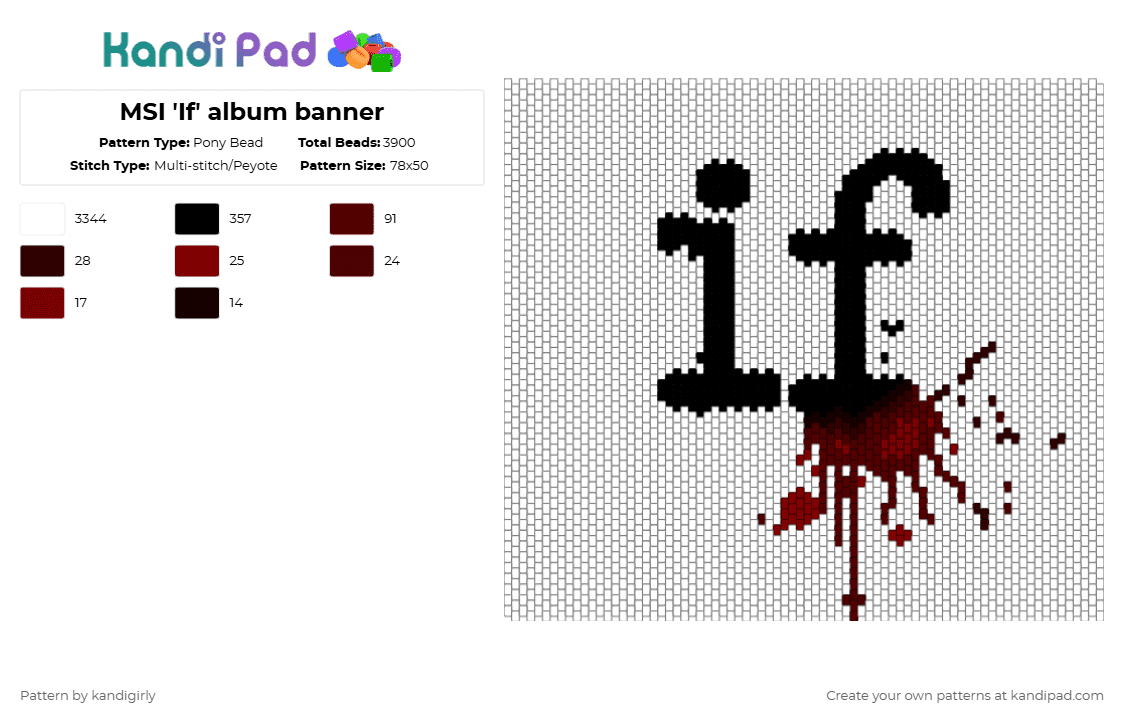 MSI \'If\' album banner - Pony Bead Pattern by kandigirly on Kandi Pad - white,msi,black,red