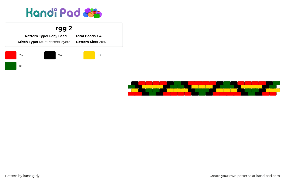 rgg 2 - Pony Bead Pattern by kandigirly on Kandi Pad - red