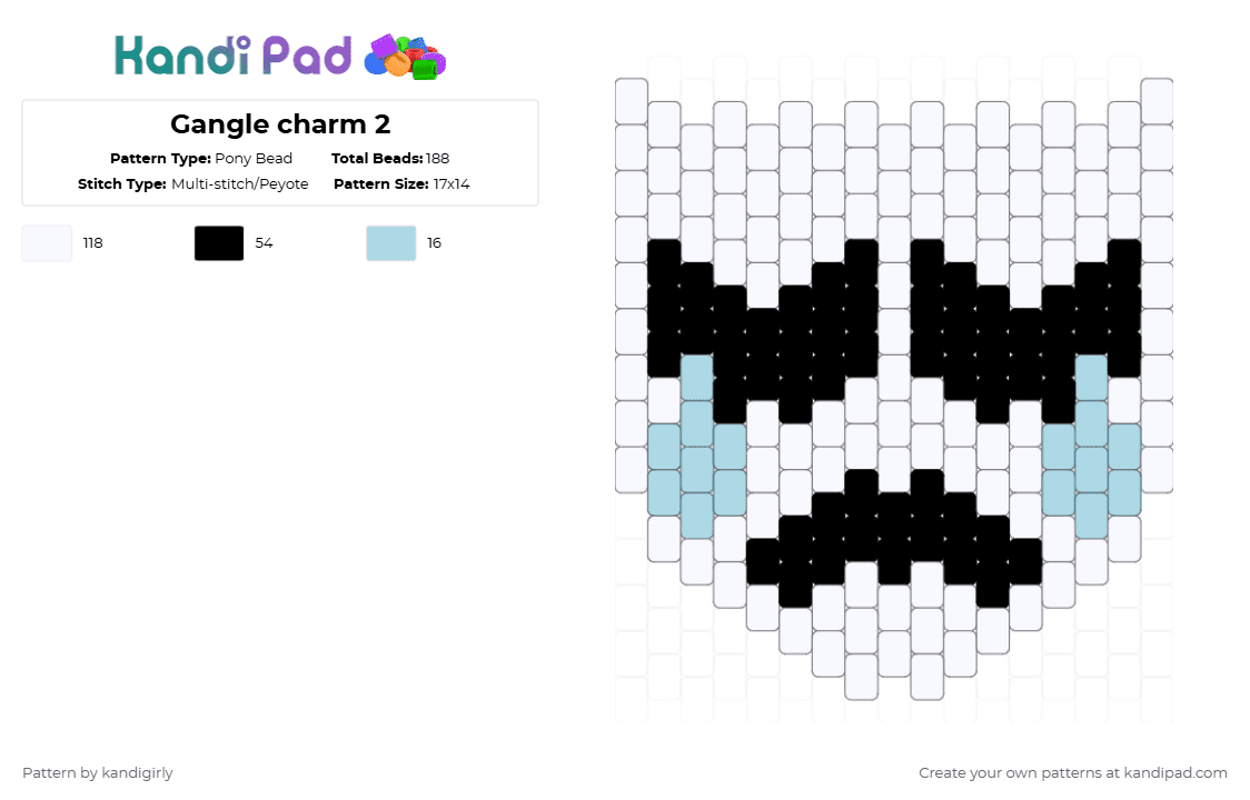 Gangle charm 2 - Pony Bead Pattern by kandigirly on Kandi Pad - white