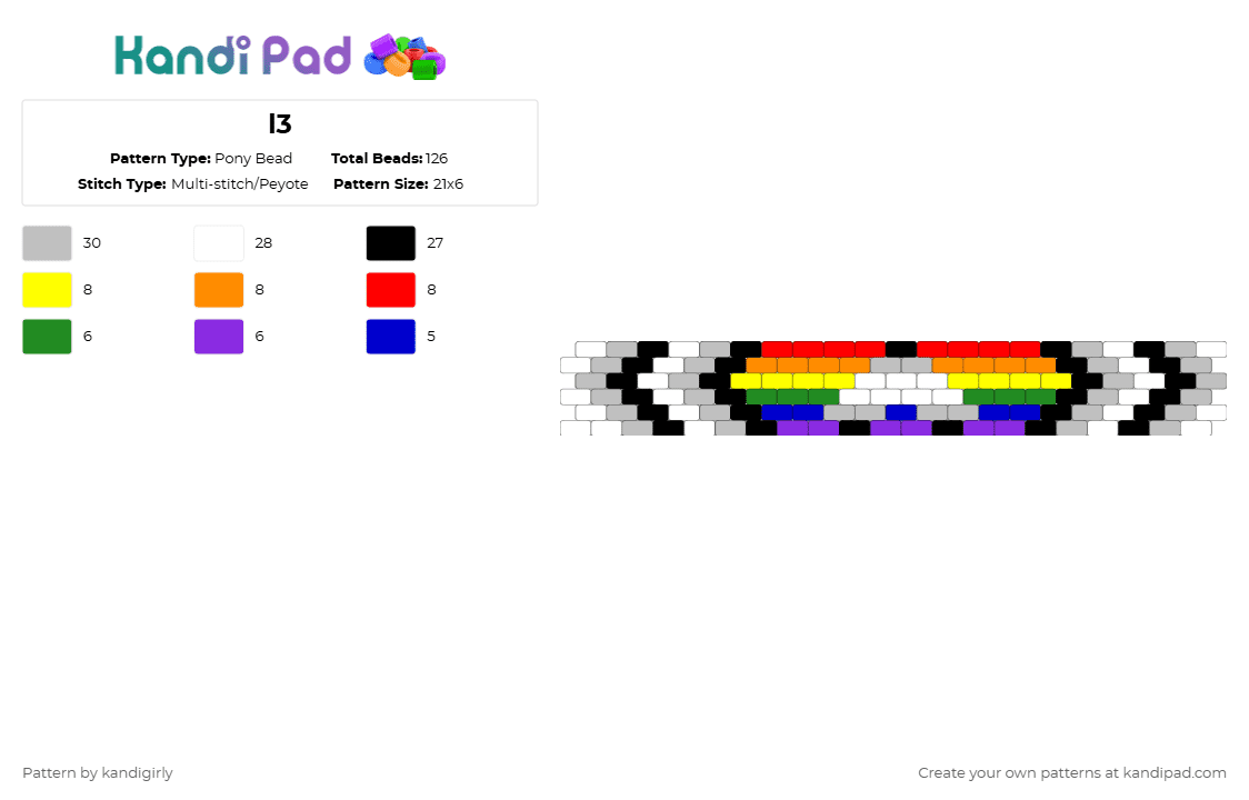 L3 Pony Bead Pattern - Kandi Pad | Kandi Patterns, Fuse Bead Patterns ...