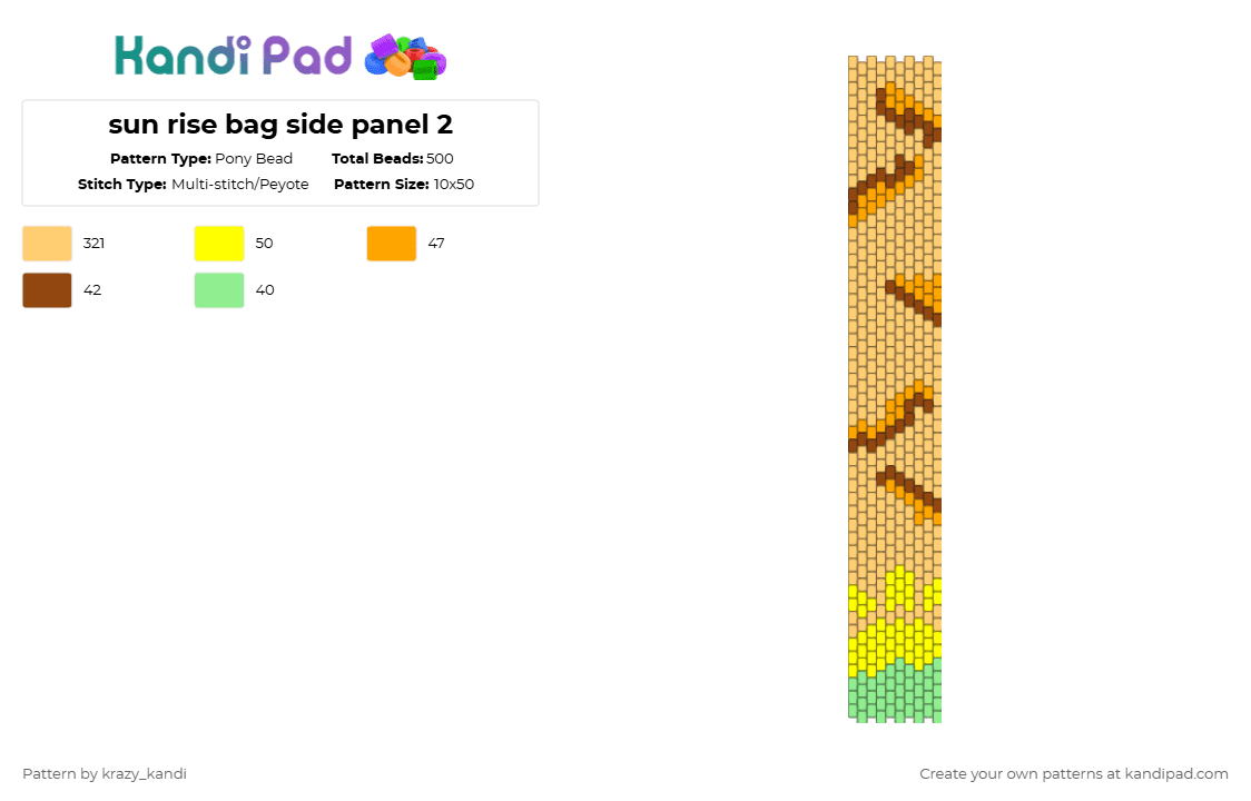 sun rise bag side panel 2 - Pony Bead Pattern by krazy_kandi on Kandi Pad - yellow