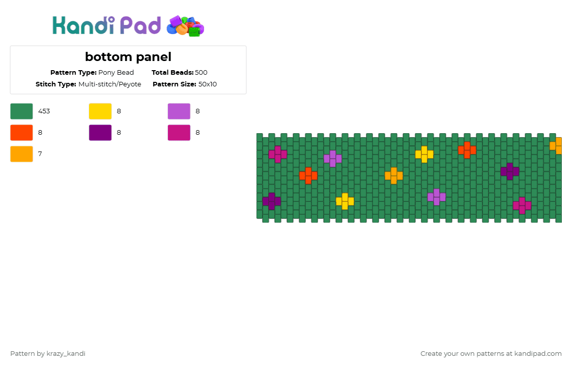 bottom panel - Pony Bead Pattern by krazy_kandi on Kandi Pad - green