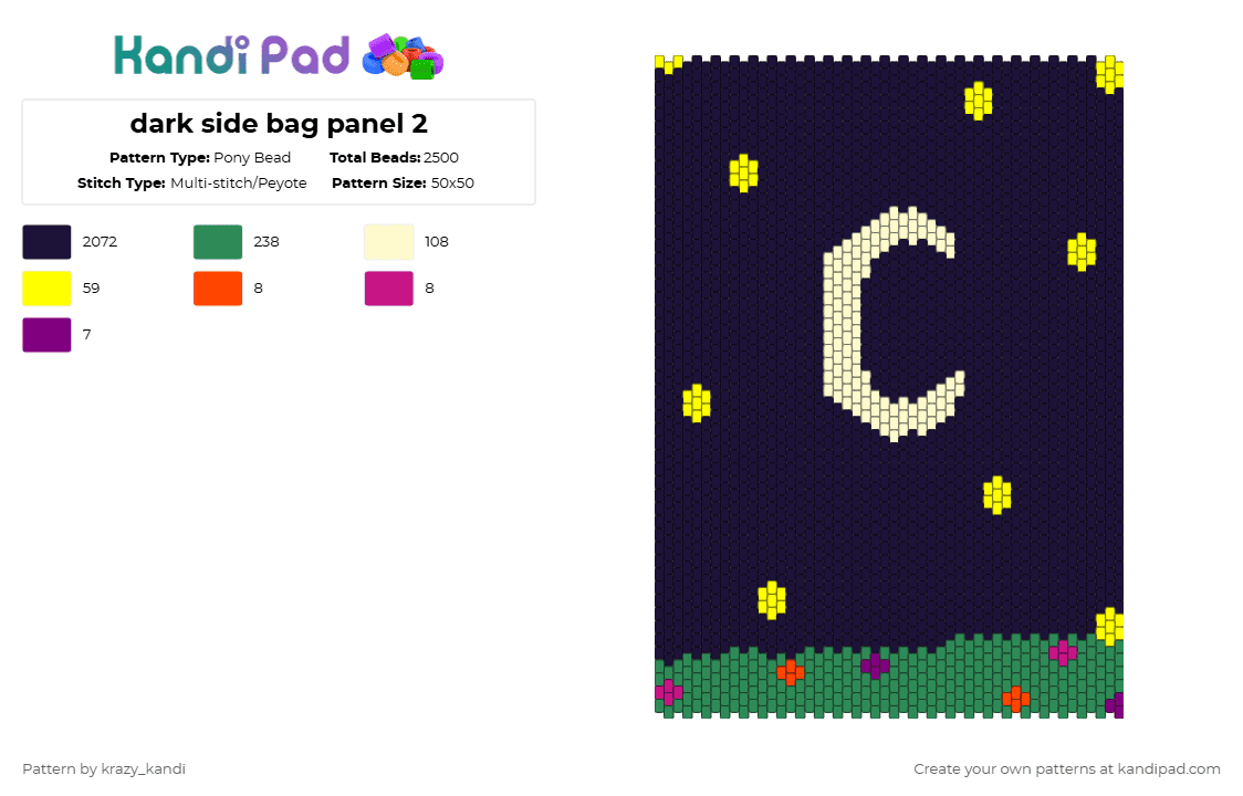 dark side bag panel 2 - Pony Bead Pattern by krazy_kandi on Kandi Pad - black,yellow,green