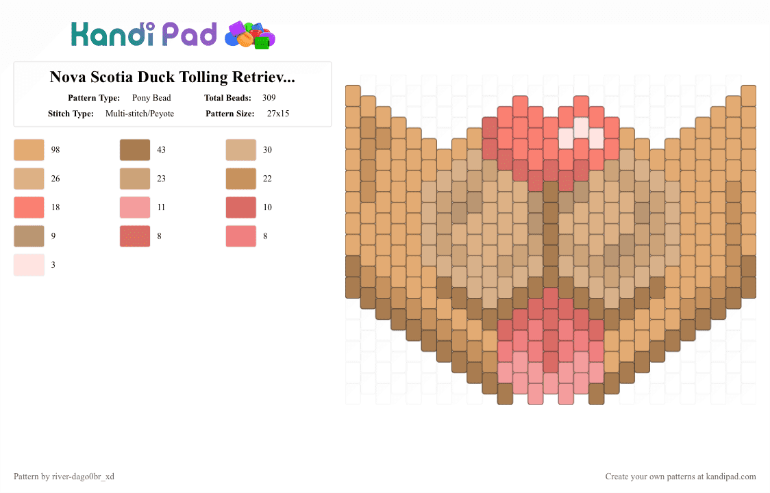 Nova Scotia Duck Tolling Retriever Mask - Pony Bead Pattern by river-dago0br_xd on Kandi Pad - beige,orange