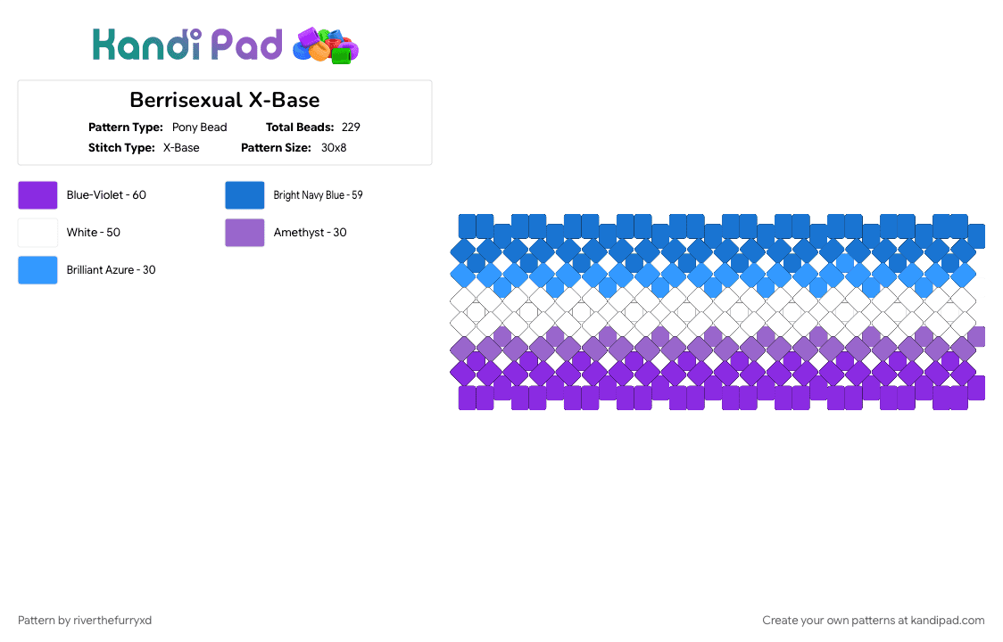 Berrisexual X-Base - Pony Bead Pattern by riverthefurryxd on Kandi Pad - blue, purple