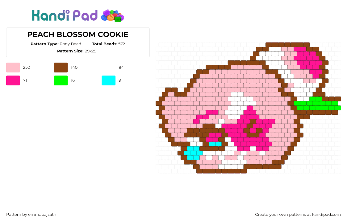 PEACH BLOSSOM COOKIE - Pony Bead Pattern by deleted_user_109147 on Kandi Pad - pink,red