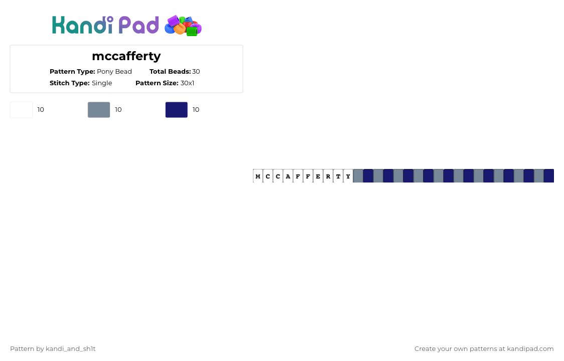 mccafferty - Pony Bead Pattern by kandi_and_sh1t on Kandi Pad - gray,purple