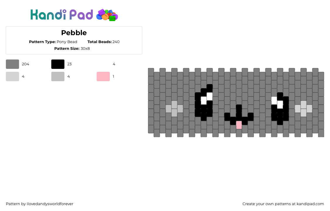 Pebble Pony Bead Pattern - Kandi Pad | Kandi Patterns, Fuse Bead ...