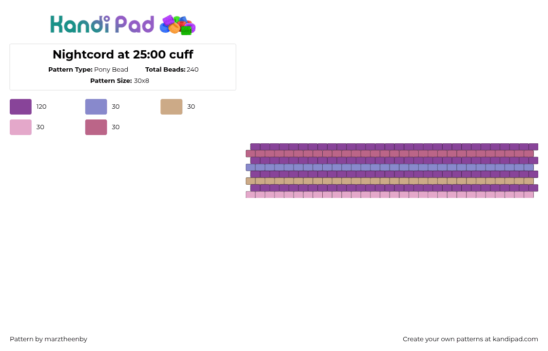 Nightcord at 25:00 cuff - Pony Bead Pattern by s0ur_vixence on Kandi Pad - pink