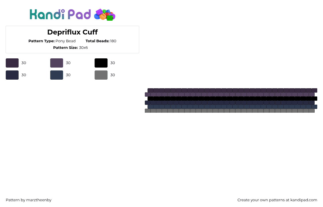 Depriflux Cuff - Pony Bead Pattern by s0ur_vixence on Kandi Pad - purple,gray,depriflux,lgbtq,pride