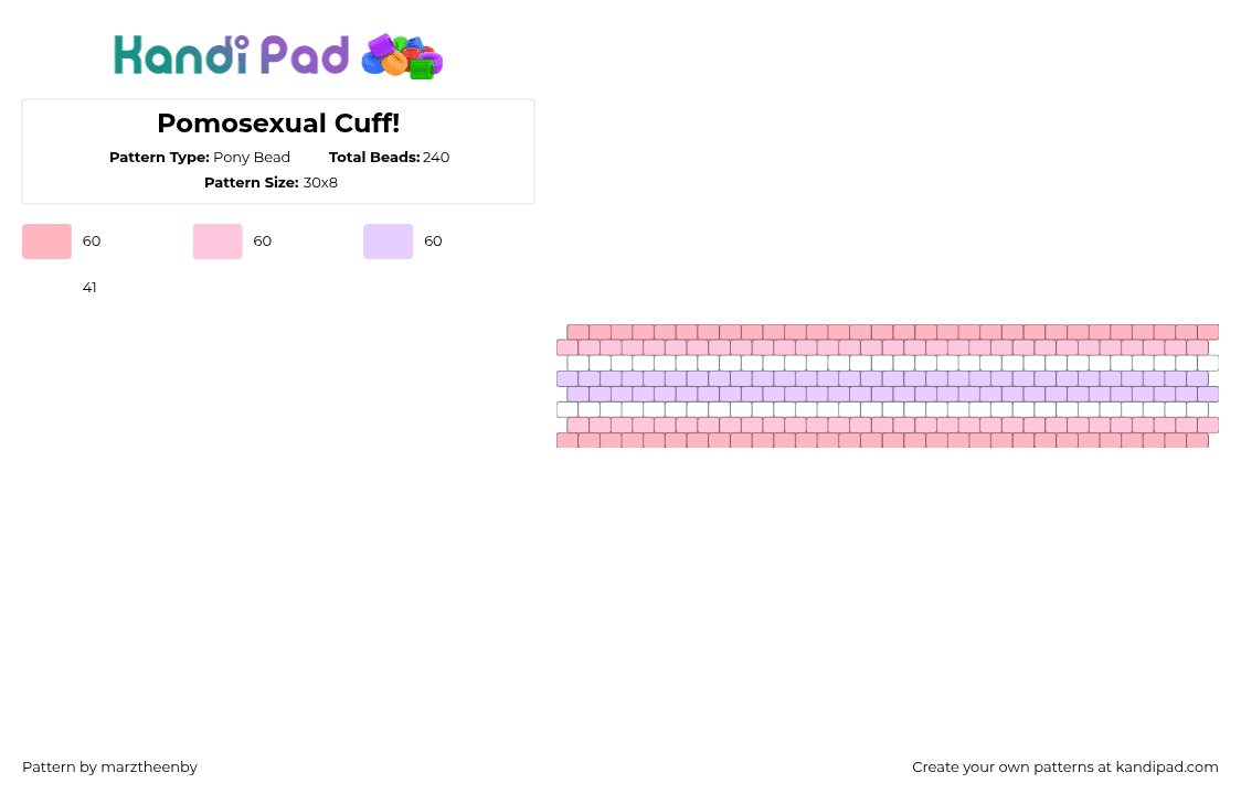 Pomosexual Cuff! - Pony Bead Pattern by s0ur_vixence on Kandi Pad - pink,pomosexual,asexual,lgbtq,lgbtqia,acespec,pride