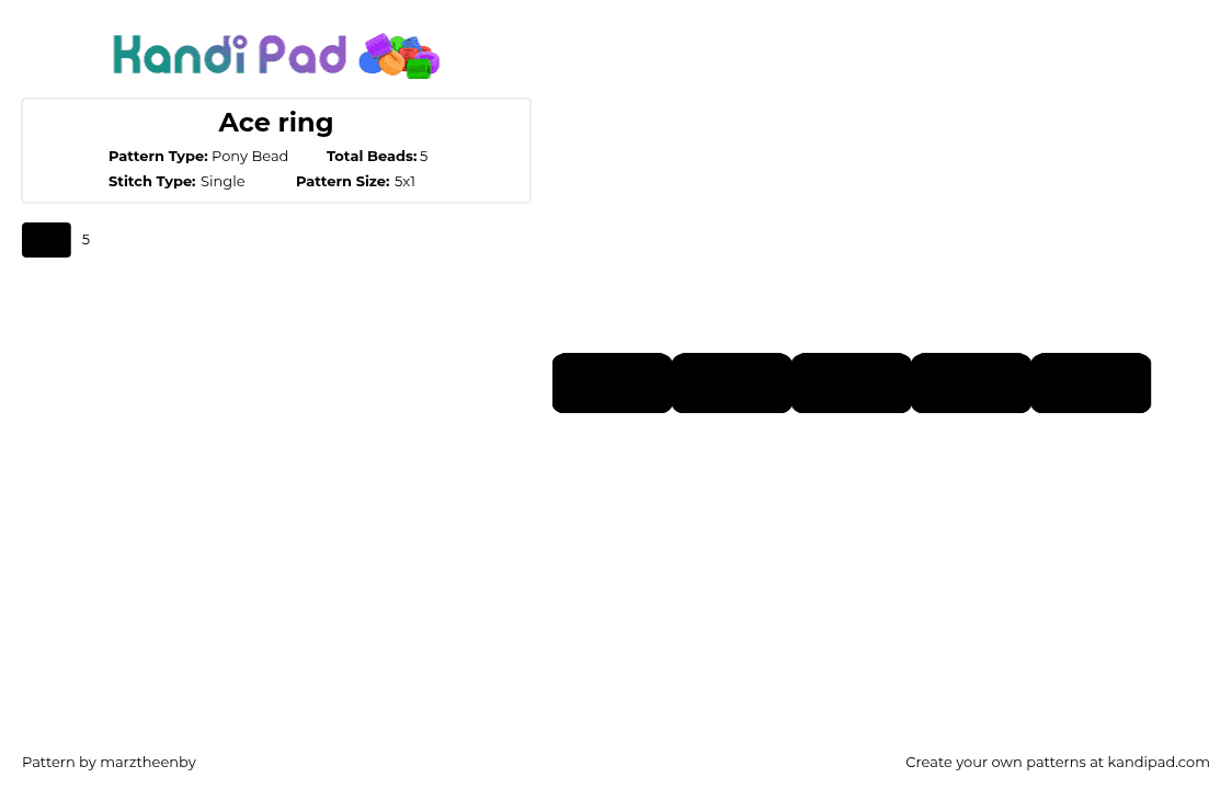 Ace ring - Pony Bead Pattern by s0ur_vixence on Kandi Pad - 