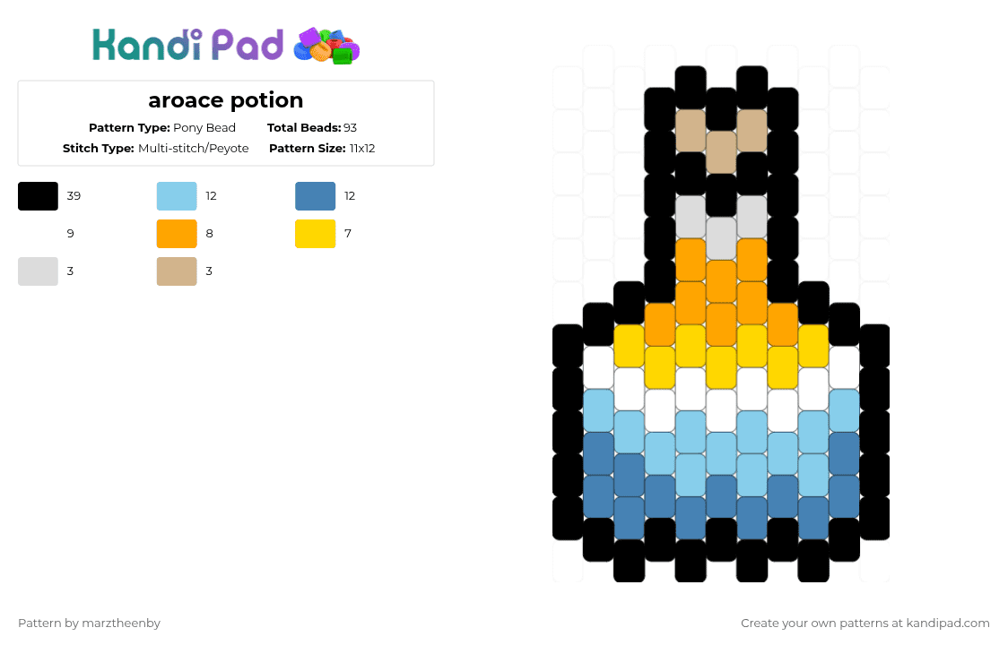 aroace potion - Pony Bead Pattern by s0ur_vixence on Kandi Pad - orange,light blue,blue,aroace