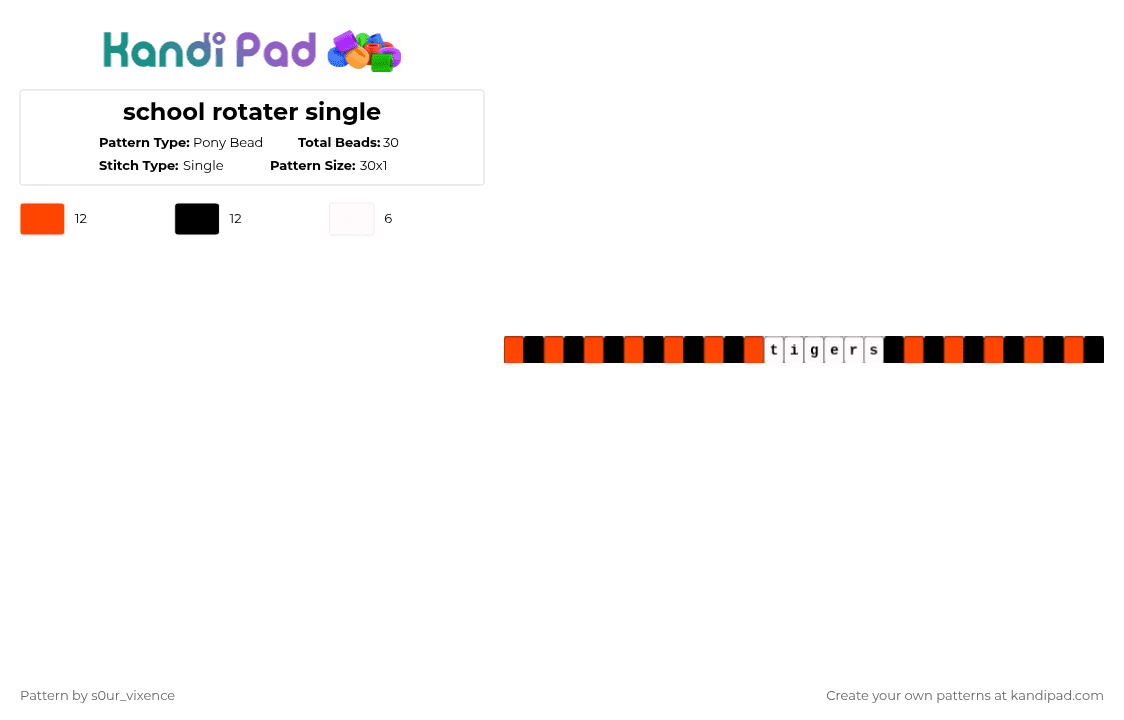 school rotater single - Pony Bead Pattern by s0ur_vixence on Kandi Pad - red,white