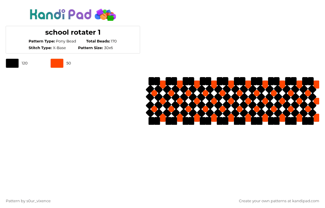school rotater 1 - Pony Bead Pattern by s0ur_vixence on Kandi Pad - black,red