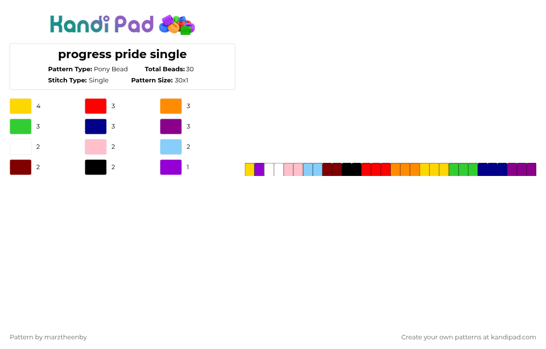 progress pride single - Pony Bead Pattern by s0ur_vixence on Kandi Pad - purple,red,orange,colorful,pride,gay
