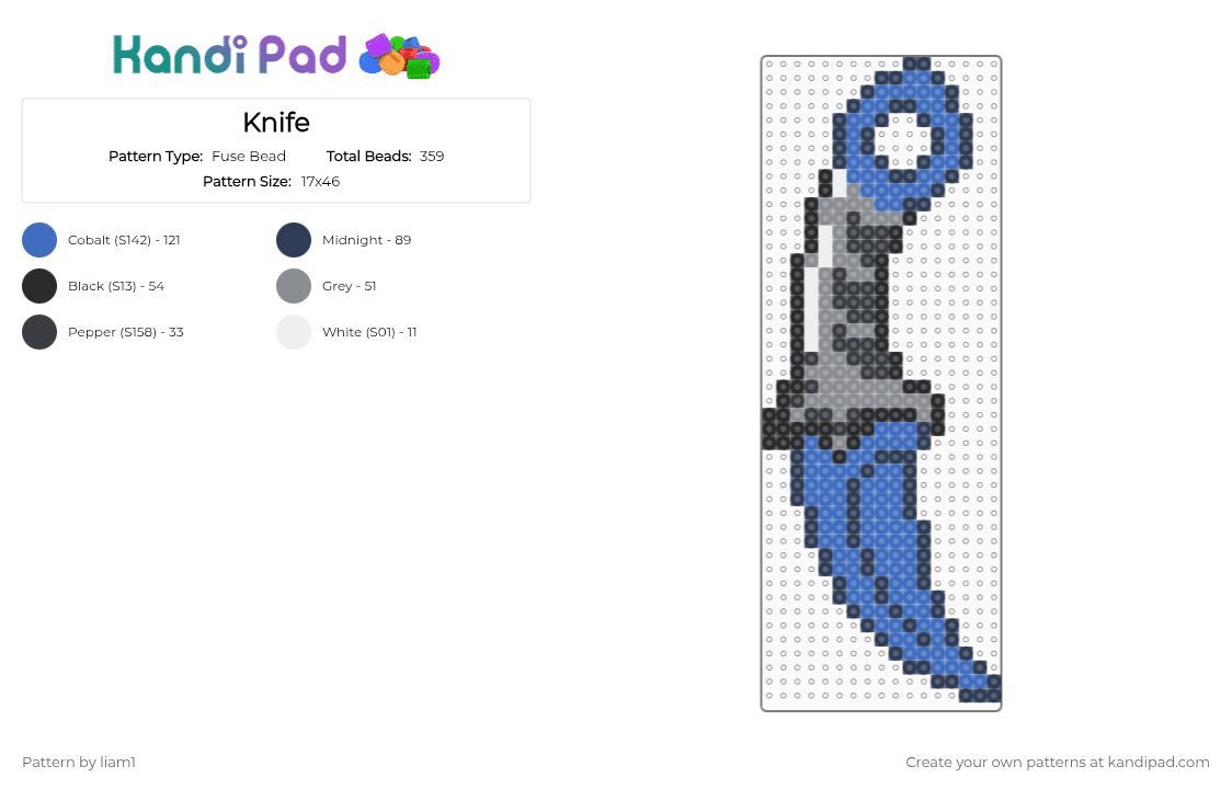 Knife - Fuse Bead Pattern by liam1 on Kandi Pad - purple,blue