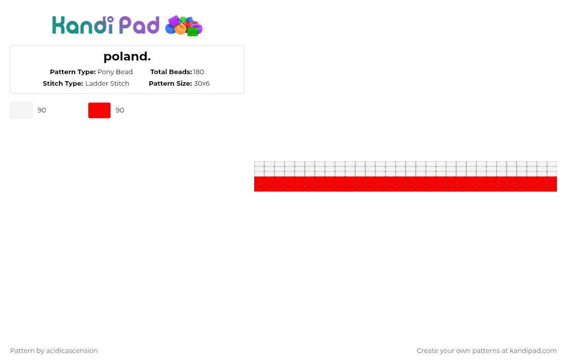 poland. - Pony Bead Pattern by acidicascension on Kandi Pad - white,red,poland