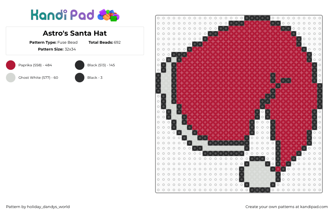 Astro\'s Santa Hat - Fuse Bead Pattern by traffic_cone on Kandi Pad - red