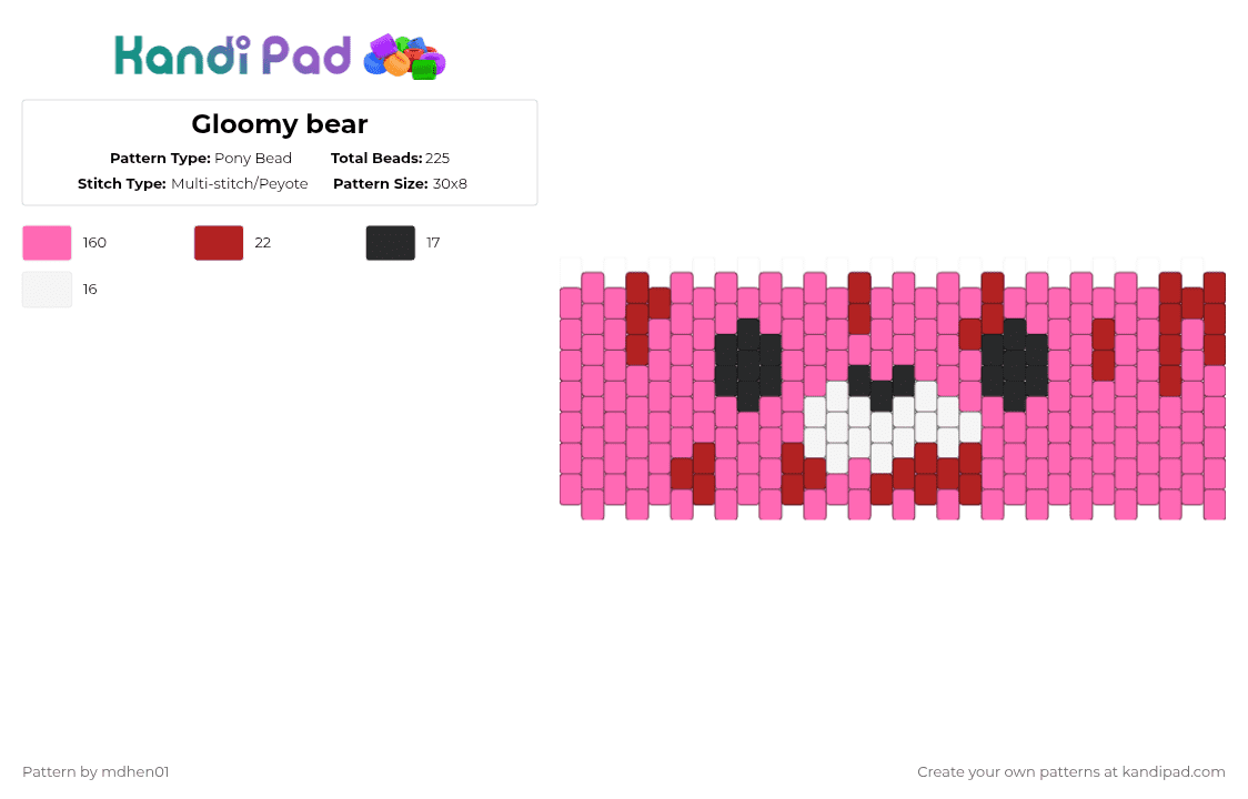 Gloomy bear - Pony Bead Pattern by mdhen01 on Kandi Pad - pink