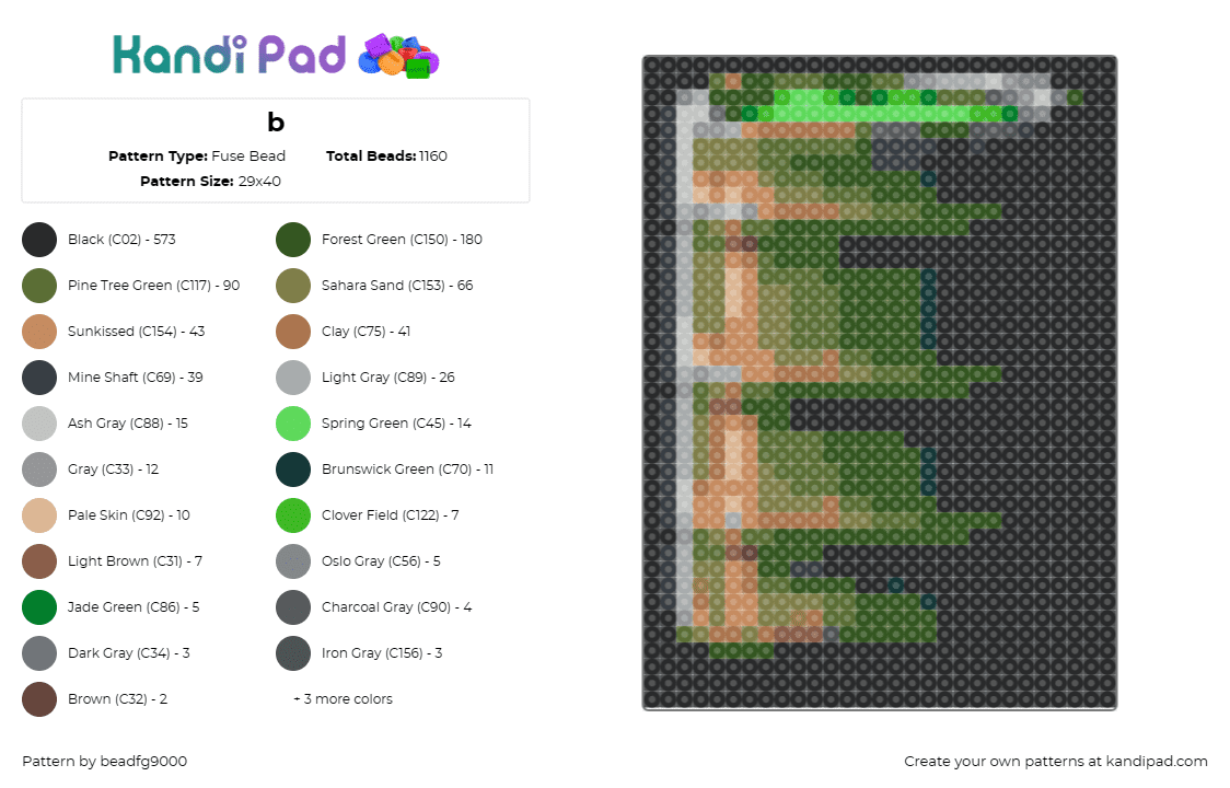b - Fuse Bead Pattern by beadfg9000 on Kandi Pad - 