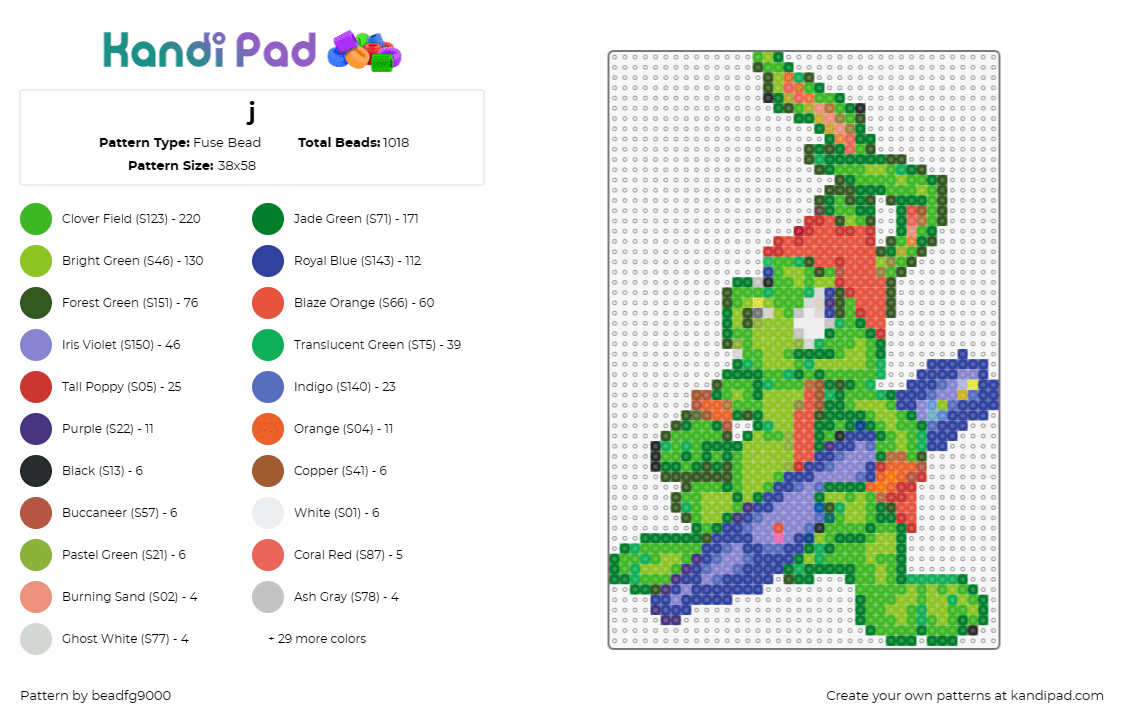 j - Fuse Bead Pattern by beadfg9000 on Kandi Pad - rabbit,adventurous,action,vibrant,lively,character,green