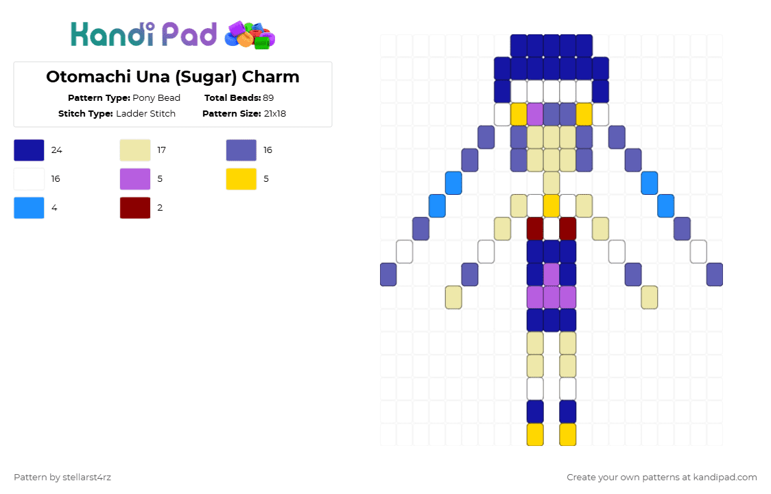 Otomachi Una (Sugar) Charm - Pony Bead Pattern by stellarst4rz on Kandi Pad - yellow,purple