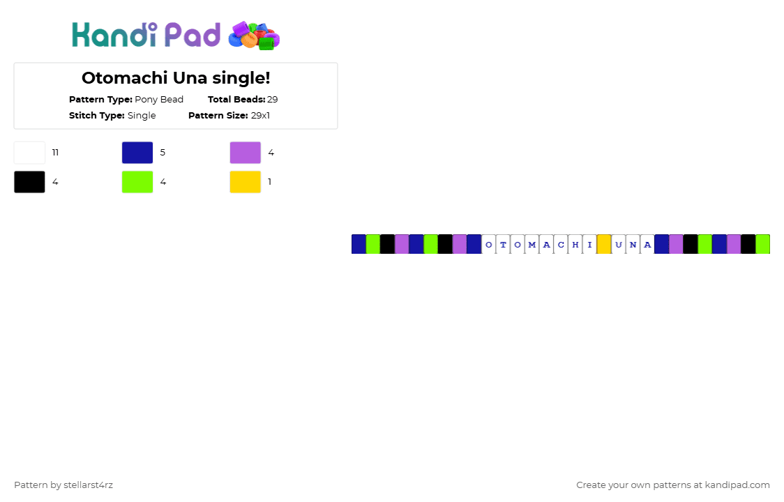 Otomachi Una single! - Pony Bead Pattern by stellarst4rz on Kandi Pad - purple,pink,green