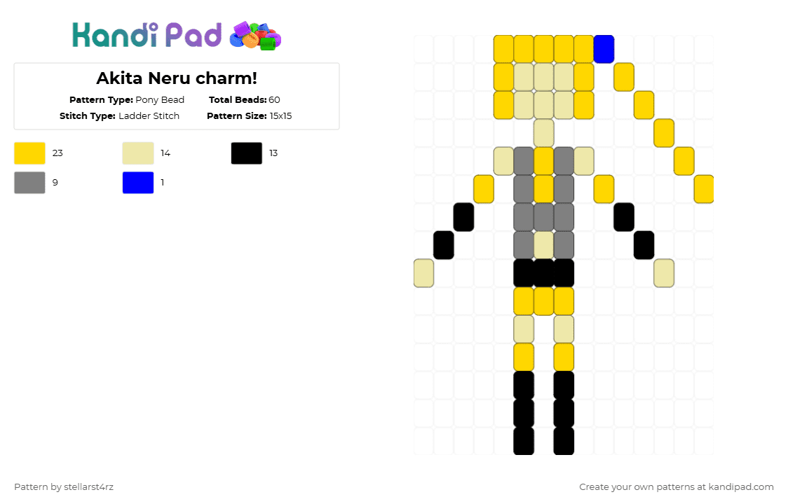 Akita Neru charm! - Pony Bead Pattern by stellarst4rz on Kandi Pad - yellow