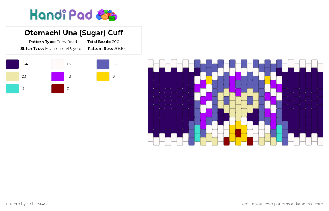 Otomachi Una (Sugar) Cuff - Pony Bead Pattern by stellarst4rz on Kandi Pad - purple,otomachi una,vocaloid,vocal synth