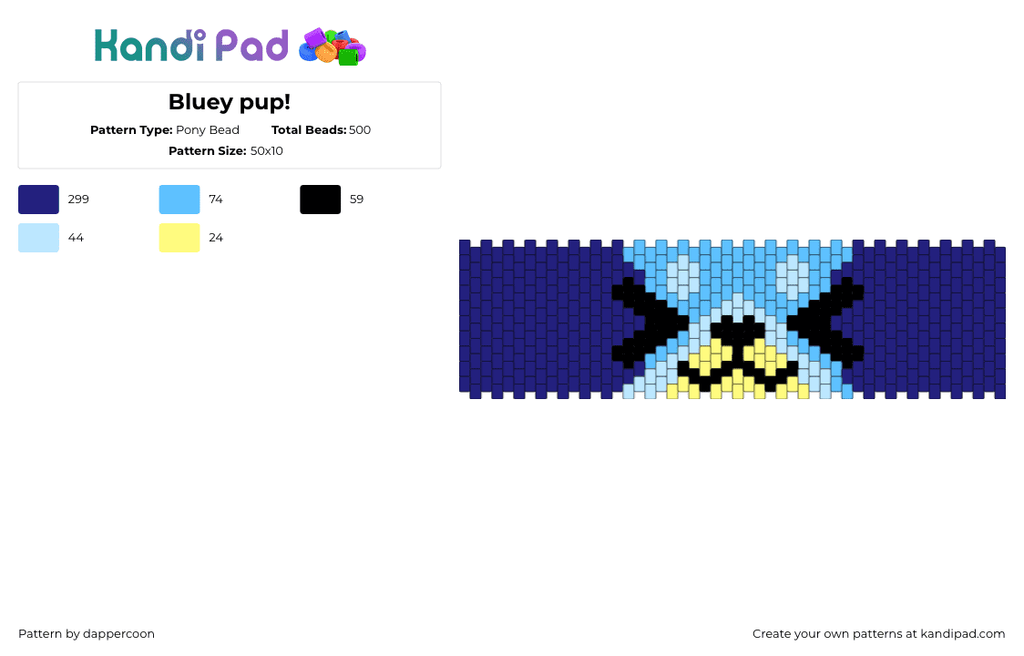 Bluey pup! - Pony Bead Pattern by dappercoon on Kandi Pad - purple