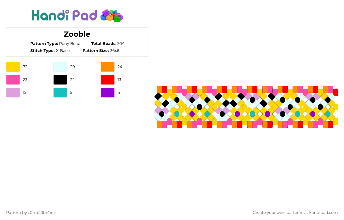 Zooble - Pony Bead Pattern by z0mb13br4inz on Kandi Pad - yellow,orange,pink,tadc,zooble,the amazing digital circus