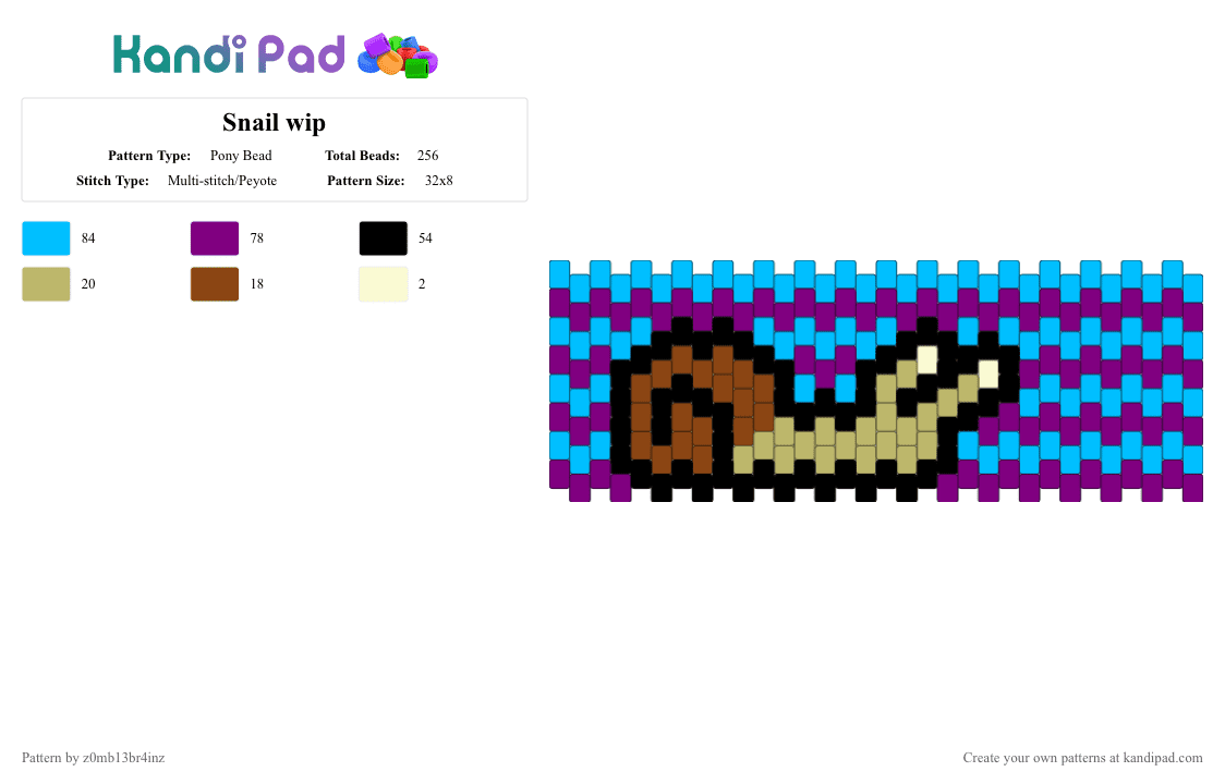 Snail cuff 🐌❤️❤️ - Pony Bead Pattern by z0mb13br4inz on Kandi Pad - light blue,pink