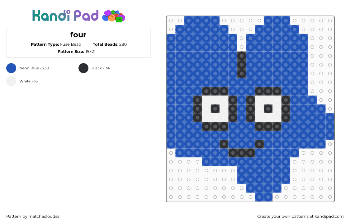 four - Fuse Bead Pattern by matchacloudss on Kandi Pad - blue
