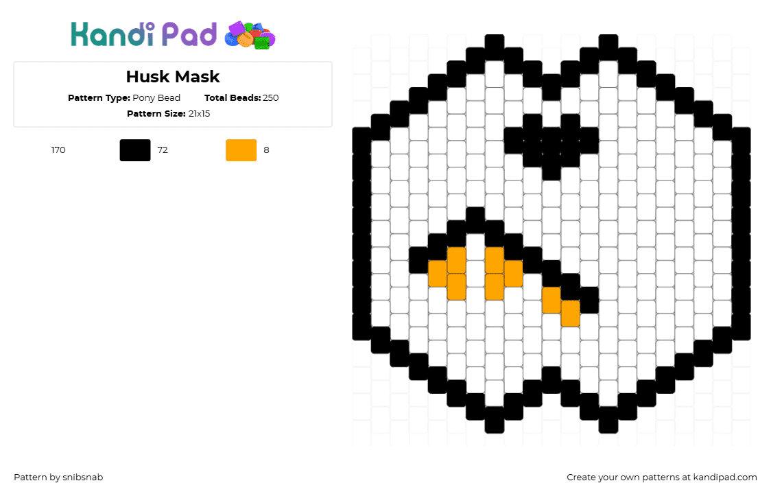 Husk Mask - Pony Bead Pattern by snibsnab on Kandi Pad - white
